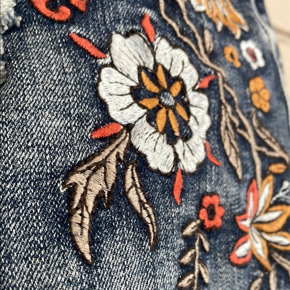Altar'd State Embroidered Denim Mini Skirt - Blue and Multicolor - Picture 9 of 9